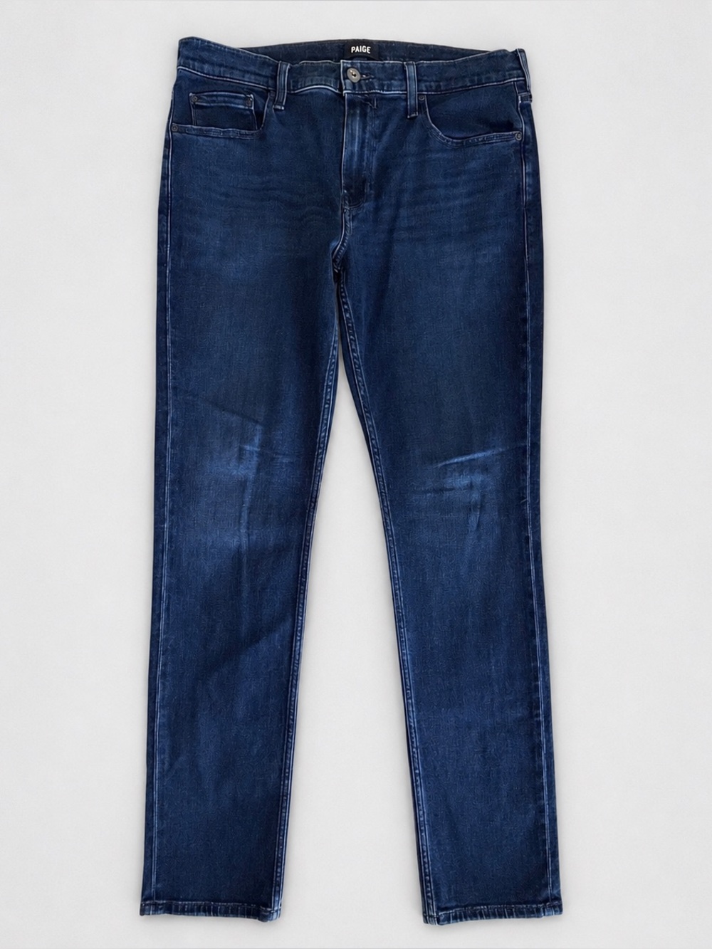 PAIGE Lennox Jeans Mens 34x32 Slim Straight Dark Wash Stretch Premium Denim Blue